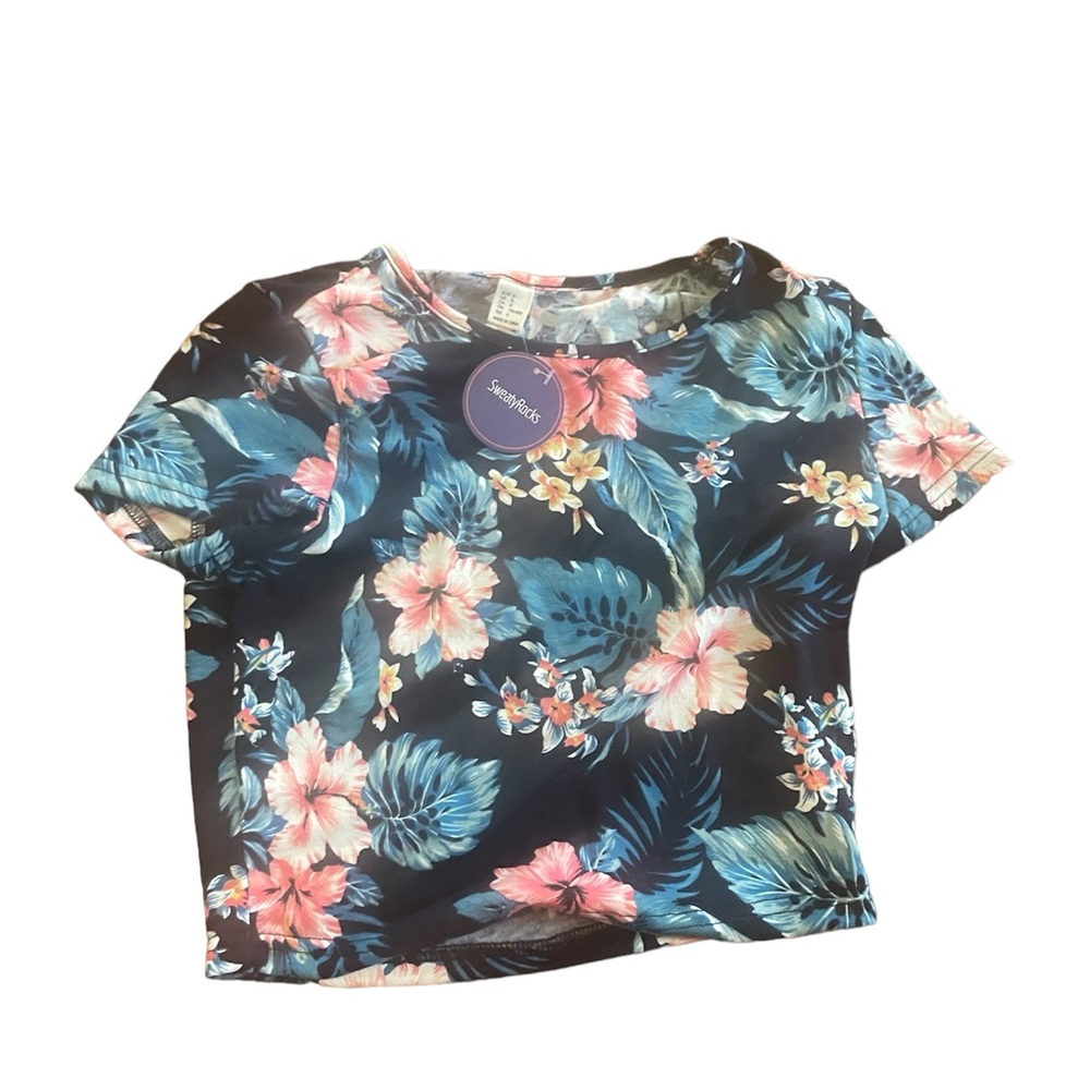 Sweaty Rocks floral crop, size S, NWT